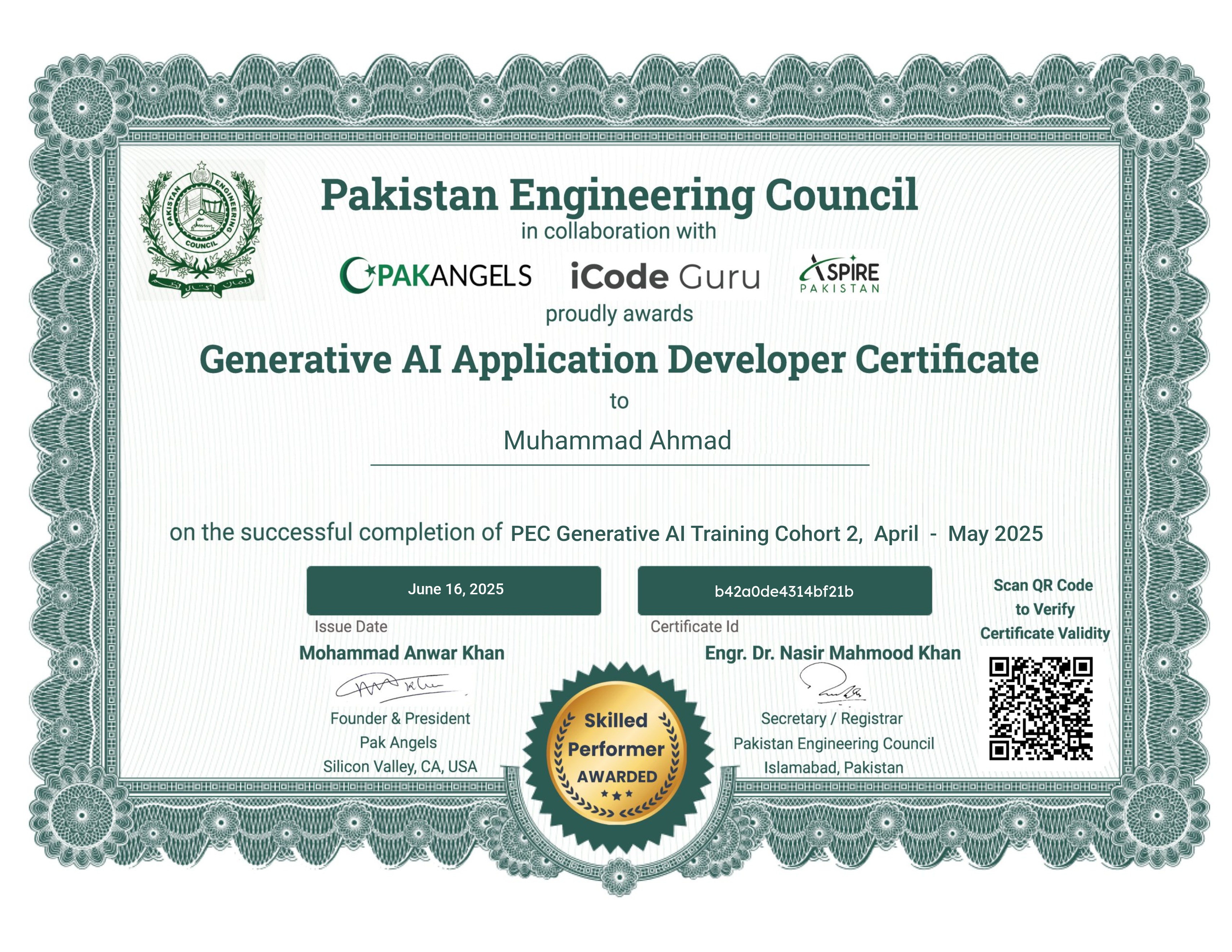 Pak Angels’ Generative AI Training Course - Skilled Performer