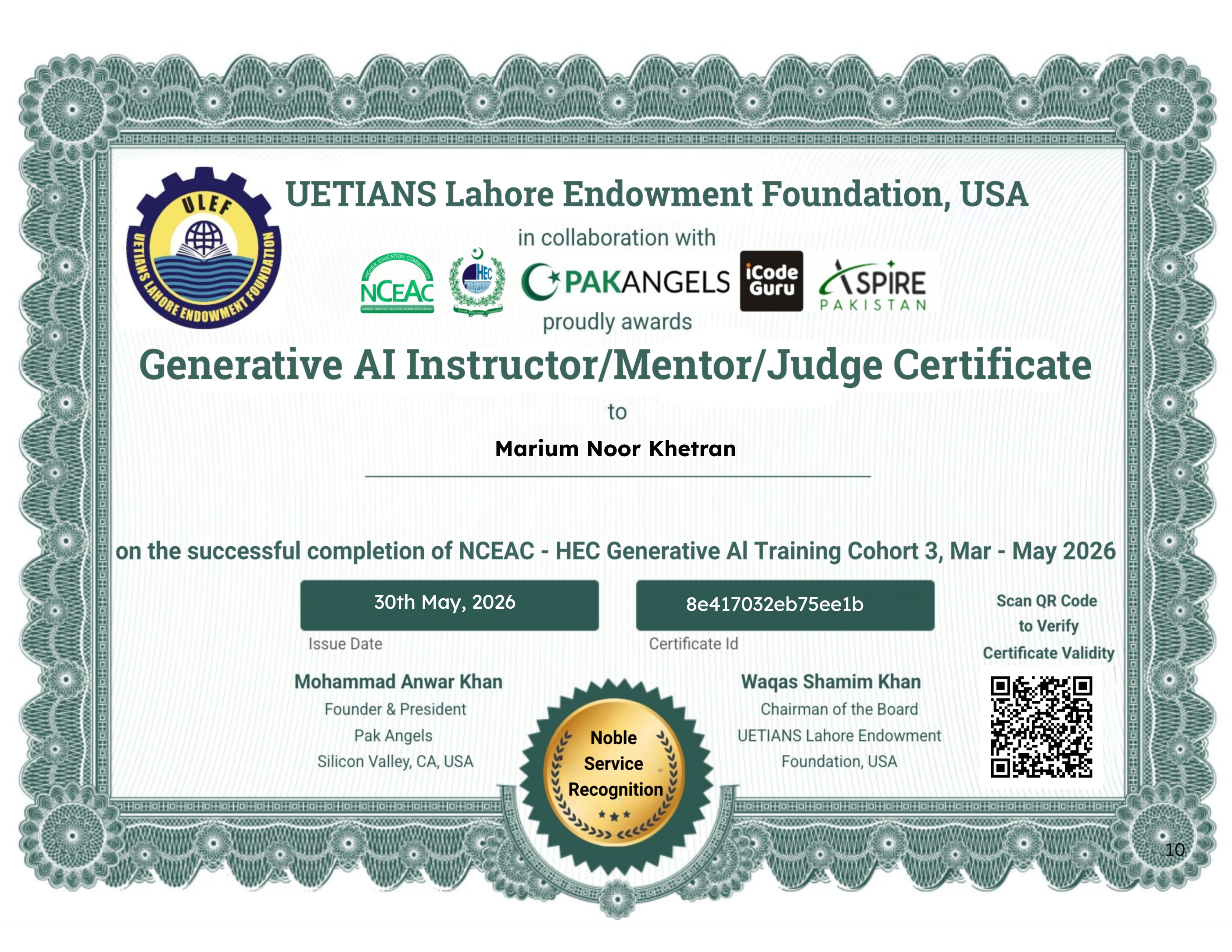 Pak Angels’ Generative AI Training Course - Mentors and Judges HEC C3